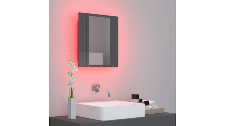 NNEVL LED Backlit Bathroom Mirror Cabinet 40 x 12 x 45cm - Gloss Grey