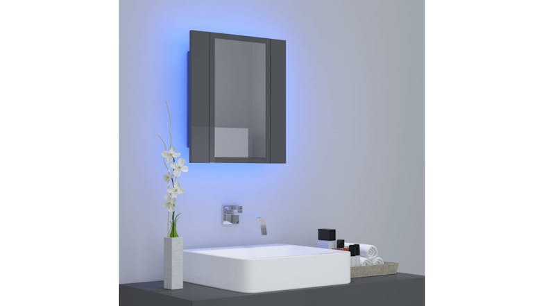 NNEVL LED Backlit Bathroom Mirror Cabinet 40 x 12 x 45cm - Gloss Grey