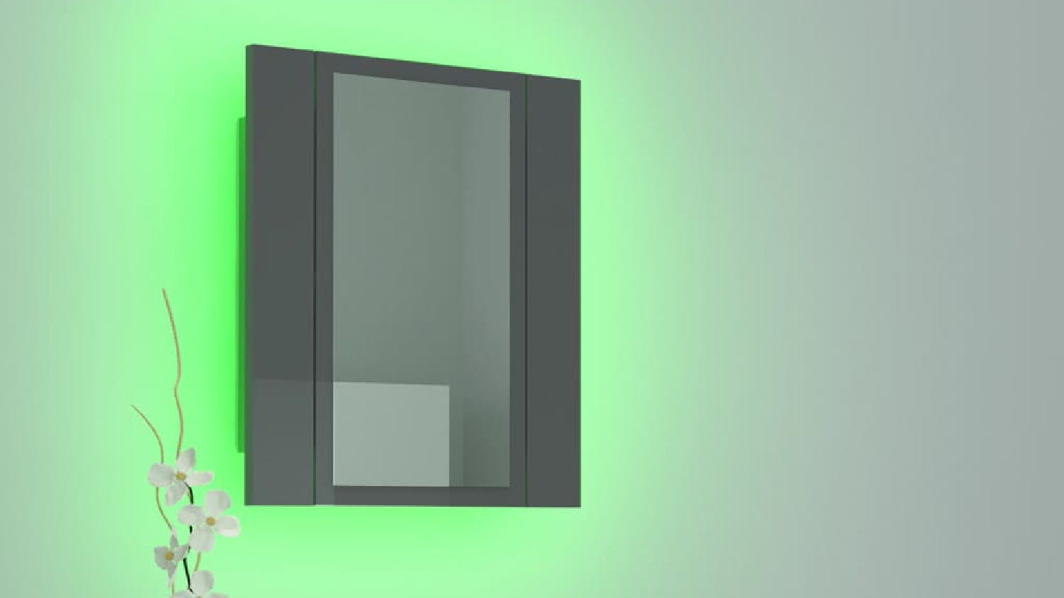 NNEVL LED Backlit Bathroom Mirror Cabinet 40 x 12 x 45cm - Gloss Grey