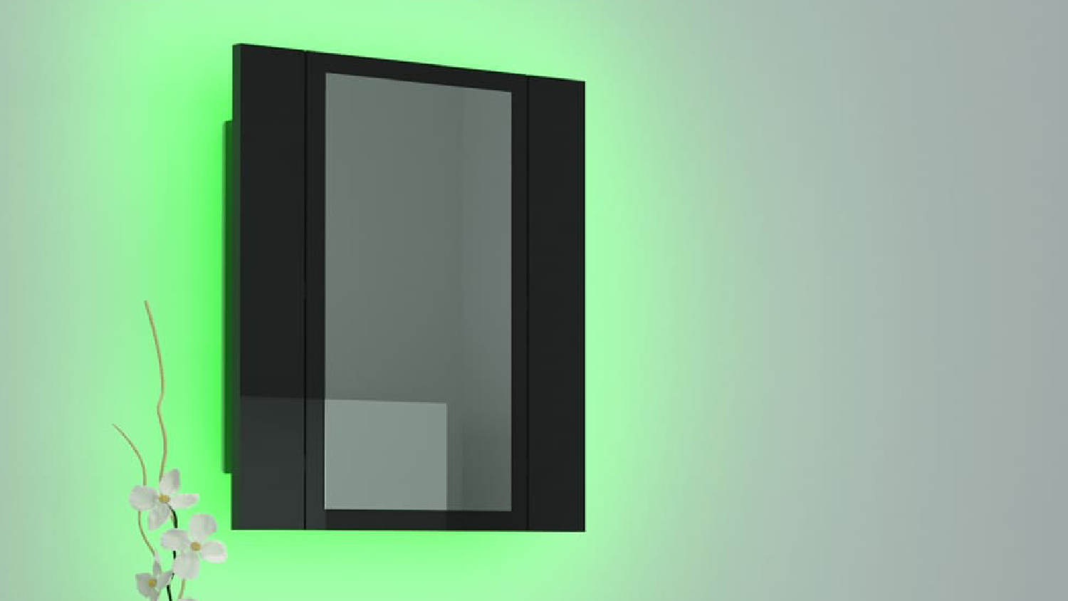 NNEVL LED Backlit Bathroom Mirror Cabinet 40 x 12 x 45cm - Gloss Black