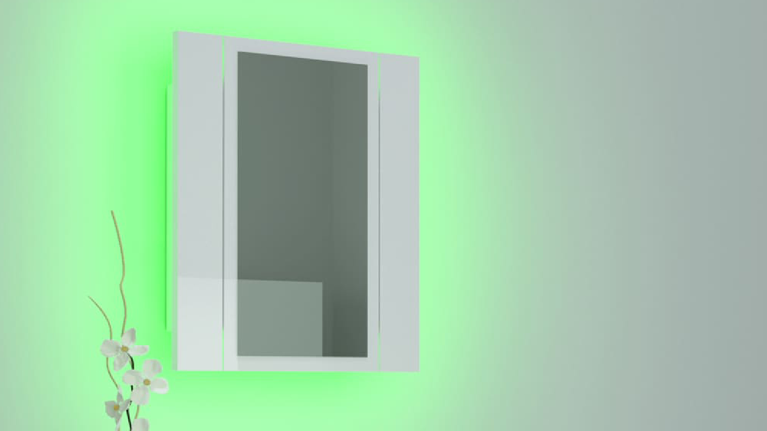NNEVL LED Backlit Bathroom Mirror Cabinet 40 x 12 x 45cm - Gloss White