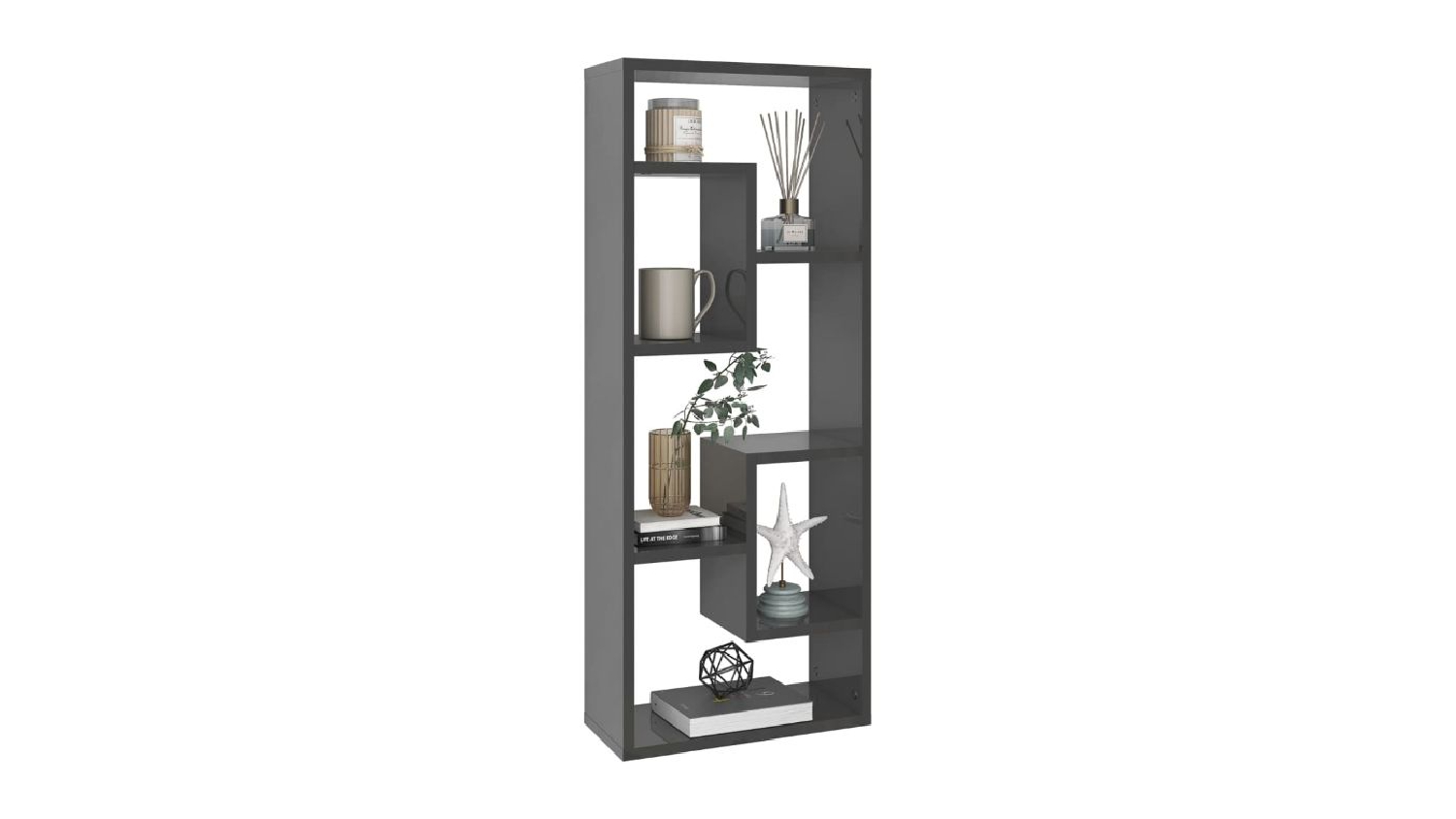 NNEVL Wall Shelves 5 Display 36 x 16 x 90cm - Gloss Grey
