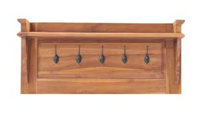 NNEVL Wall-Mounted Coat Rack w/ Shelf 80 x 16.5 x 35cm - Teak Wood