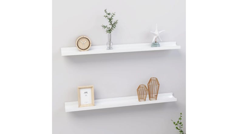 NNEVL Wall Shelves Ledge 2pcs. 80 x 9 x 3cm - Gloss White