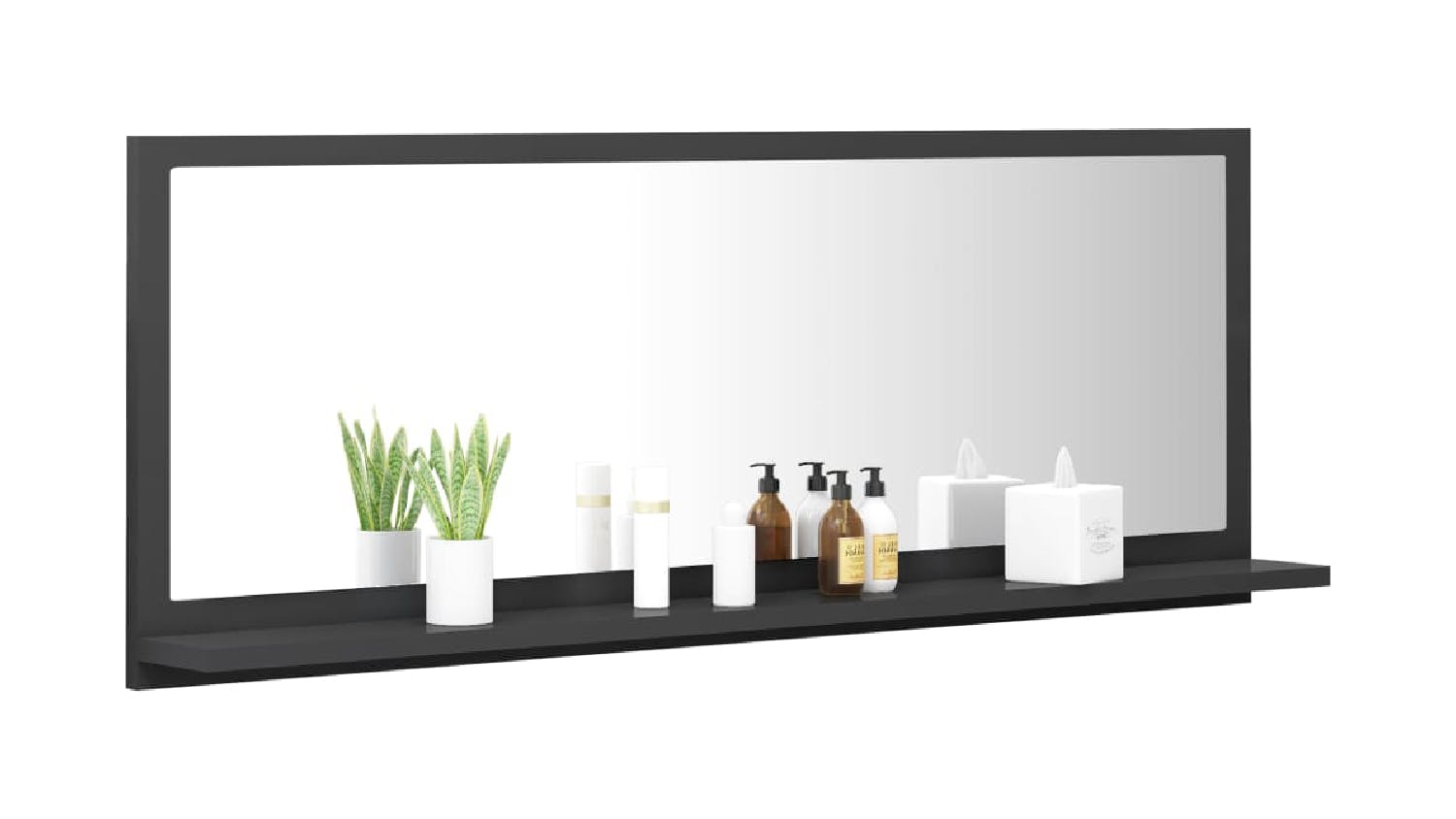 NNEVL Bathroom Mirror w/ Built-In Shelf 100x10.5x37cm Grey