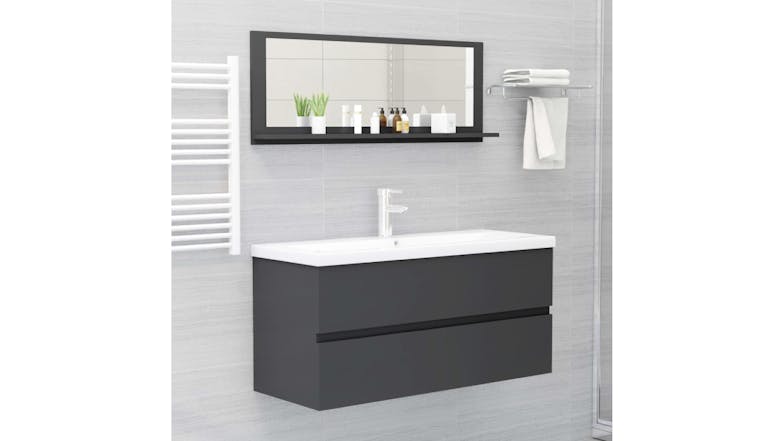 NNEVL Bathroom Mirror w/ Built-In Shelf 100x10.5x37cm Grey