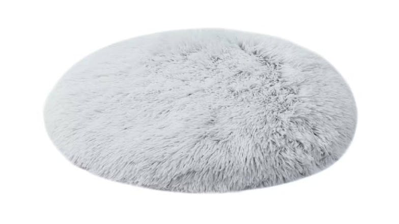 Charlie's Shaggy Faux Fur Round Lounge Pet Mat Small - White