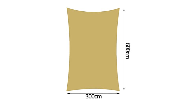 TSB Living Waterproof Shade Sail 3 x 6m - Sand