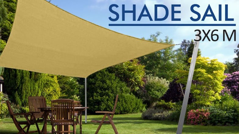 TSB Living Waterproof Shade Sail 3 x 6m - Sand