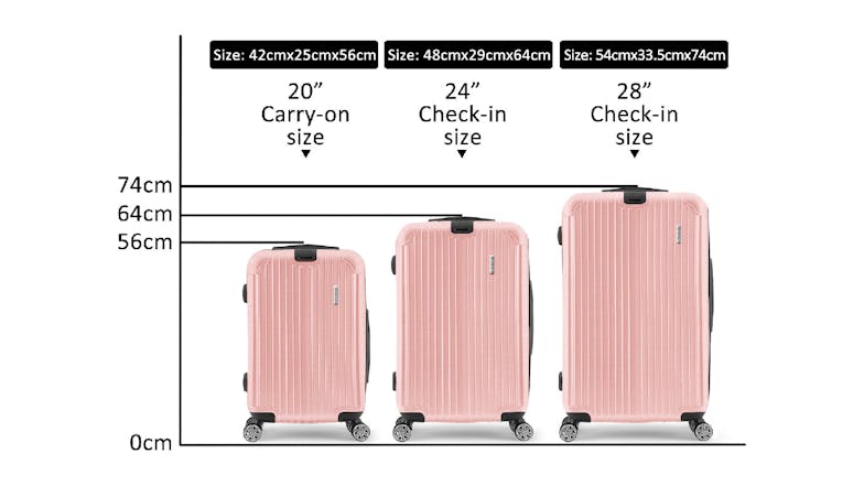 TSB Living Voyage Elite Luggage Case Set 3pcs. - Pink