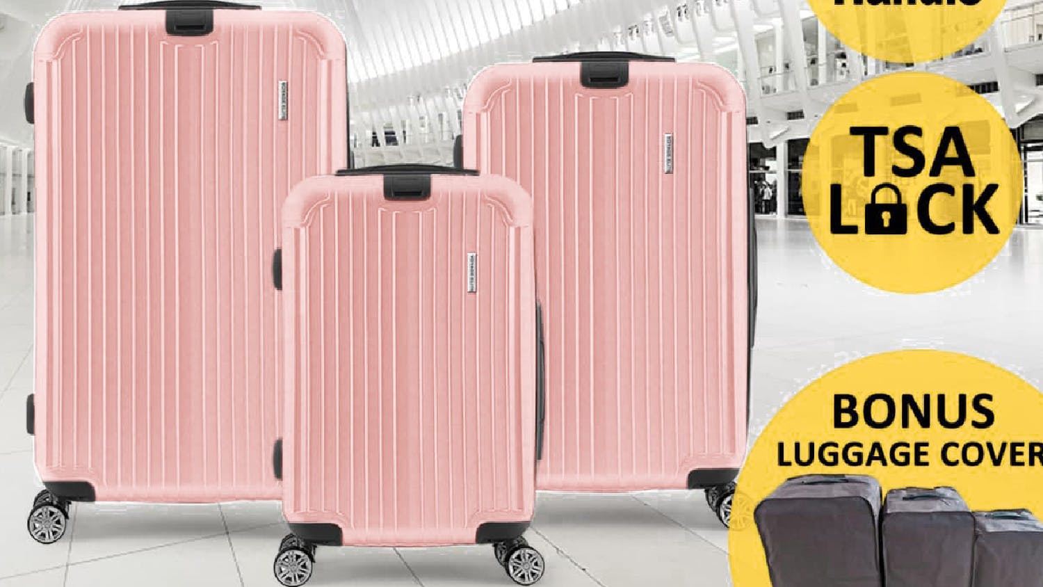 TSB Living Voyage Elite Luggage Case Set 3pcs. - Pink