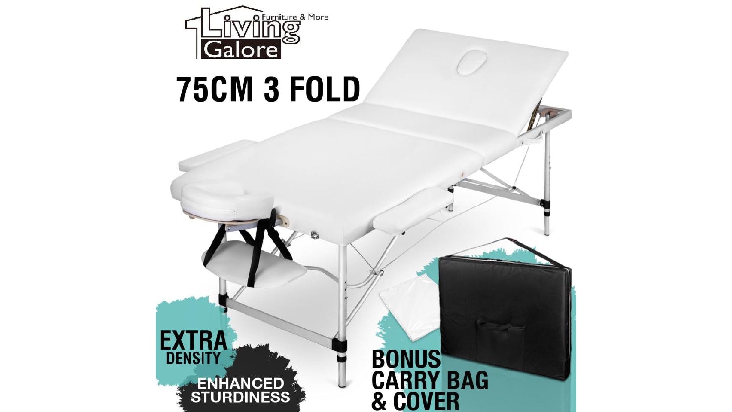 TSB Living Portable Folding Massage Table - White