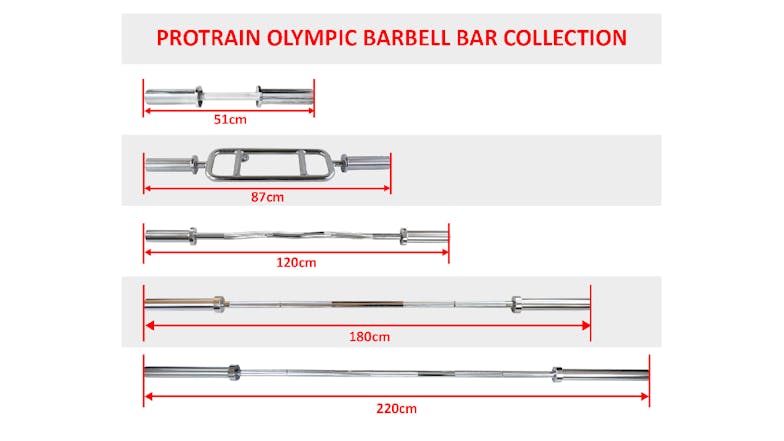 PROTRAIN Solid Olympic Tricep Bar w/ Spring Collars