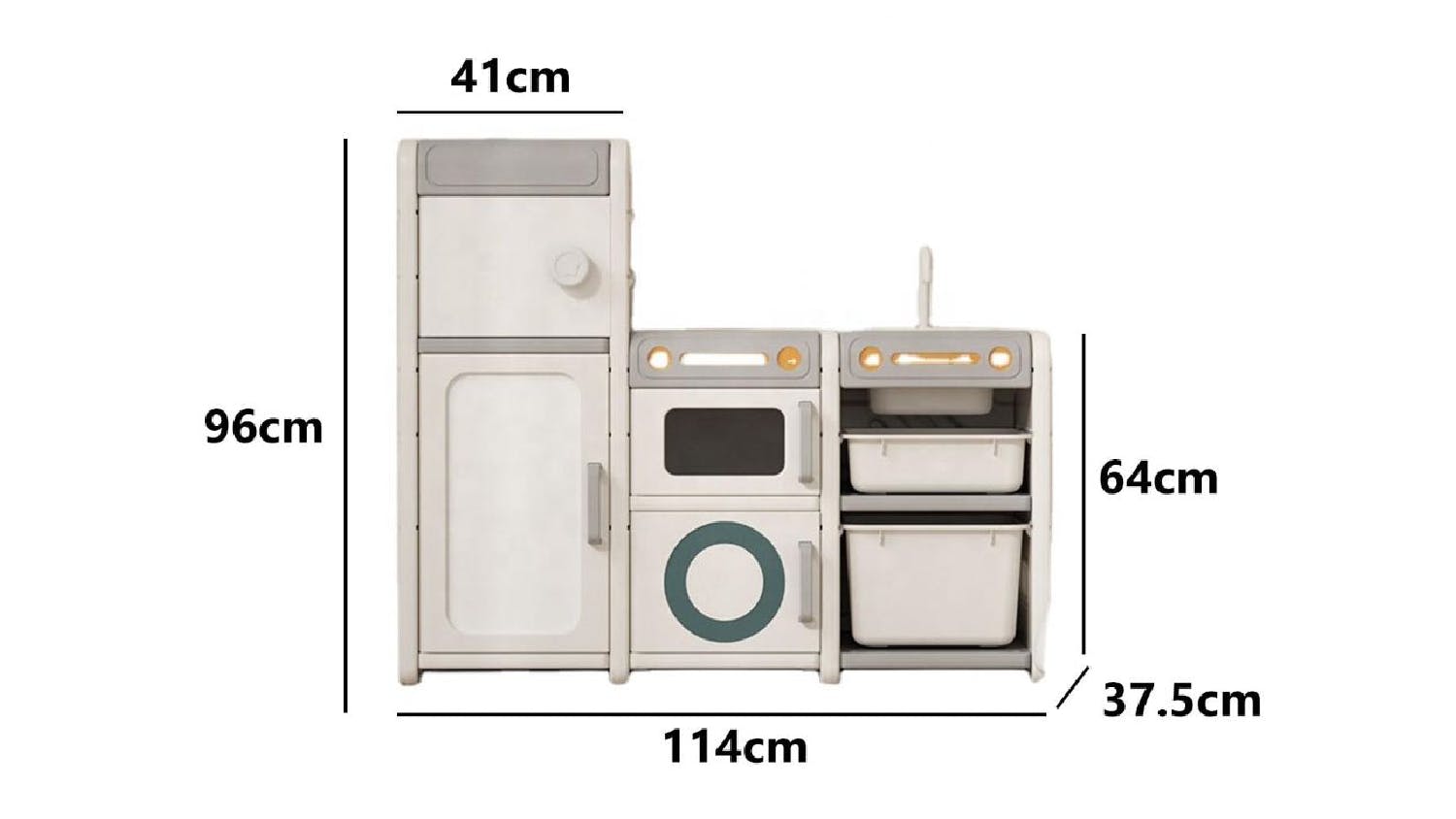 TSB Living Dreamer Play Kitchen w/ Drawing Board, Storage - White