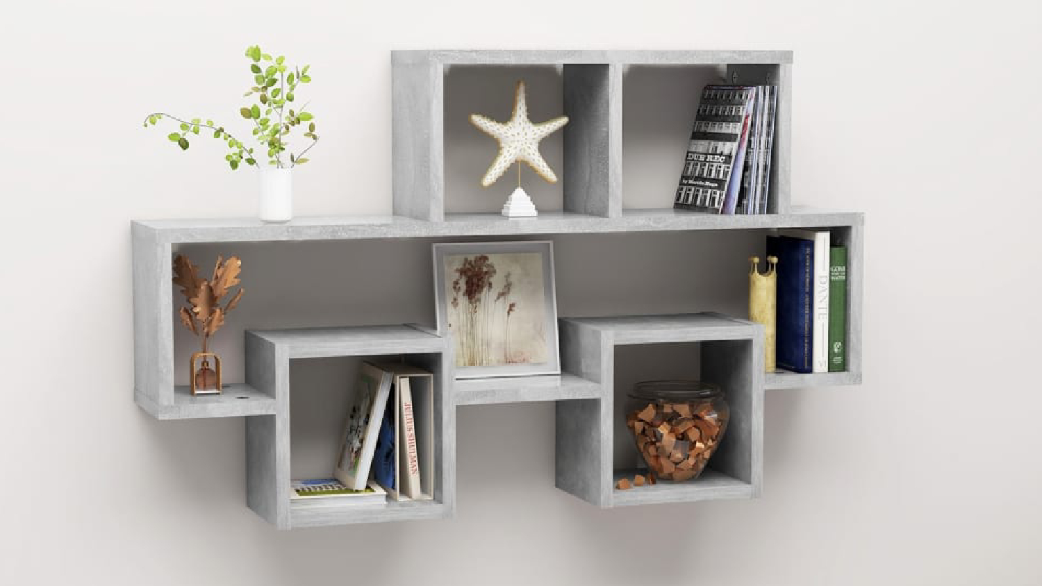 NNEVL Car-Shaped Wall Shelves 82 x 15 x 51cm - Concrete Grey
