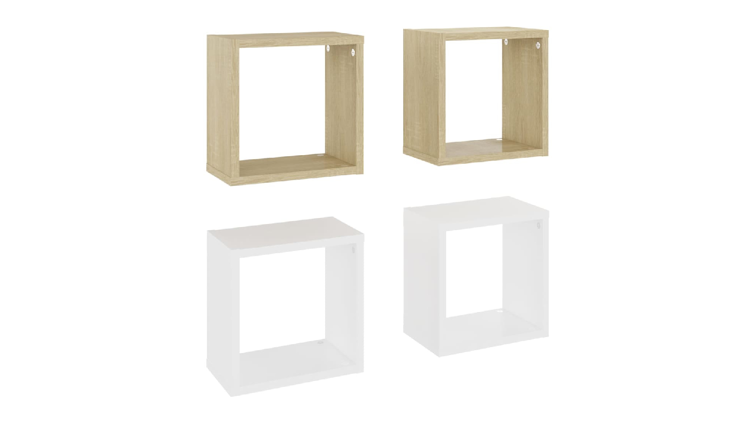 NNEVL Floating Cube Wall Shelves 4pcs. 26 x 15 x 26 - Sonoma Oak/White