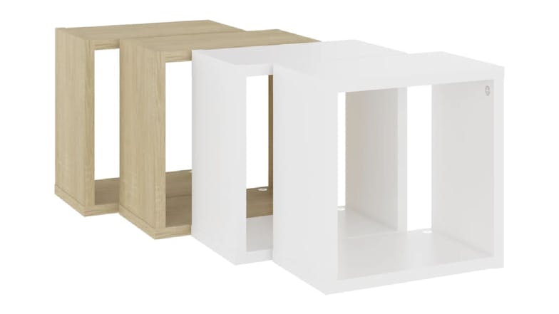 NNEVL Wall Shelves Floating Cube 4pcs. 26 x 15 x 26 - Sonoma Oak/White