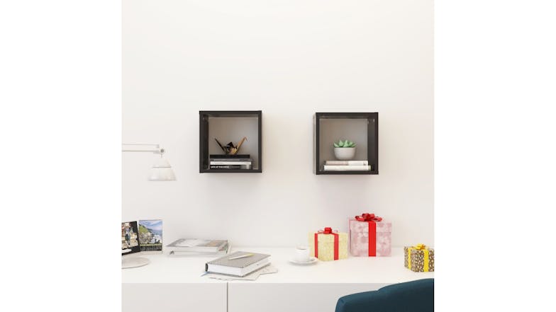 NNEVL Wall Shelves Floating Rectangle 2pcs. 26 x 15 x 26cm - Grey