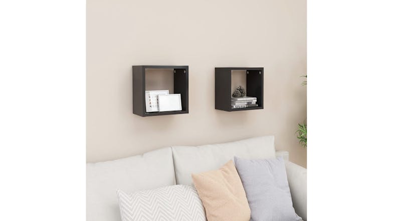 NNEVL Wall Shelves Floating Rectangle 2pcs. 26 x 15 x 26cm - Grey