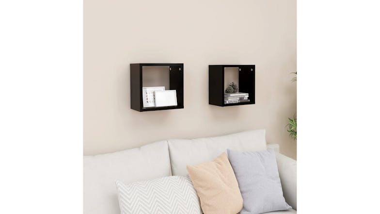 NNEVL Wall Shelves Floating Rectangle 2pcs. 26 x 15 x 26cm - Black