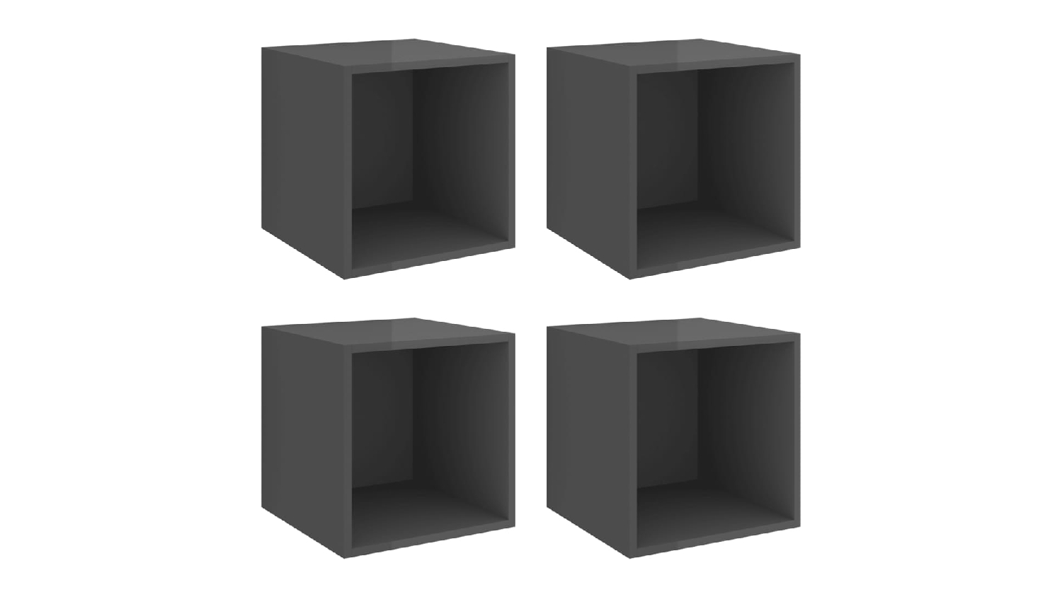 NNEVL Wall Cabinet 4pcs. 37 x 37 x 37cm - Gloss Grey