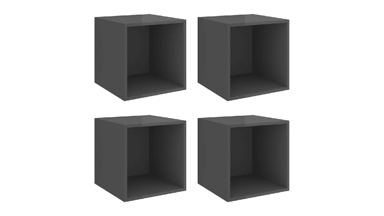 NNEVL Wall Cabinet 4pcs. 37 x 37 x 37cm - Gloss Grey