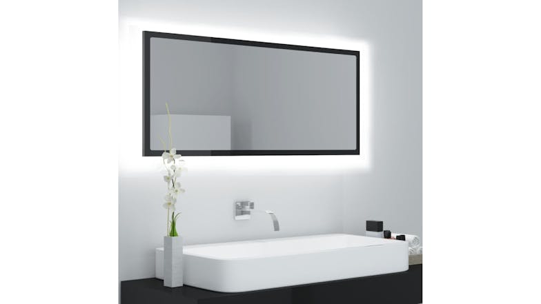 NNEVL LED Backlit Bathroom Mirror 100 x 8.5 x 37cm - Gloss Black