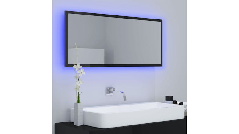 NNEVL LED Backlit Bathroom Mirror 100 x 8.5 x 37cm - Gloss Black