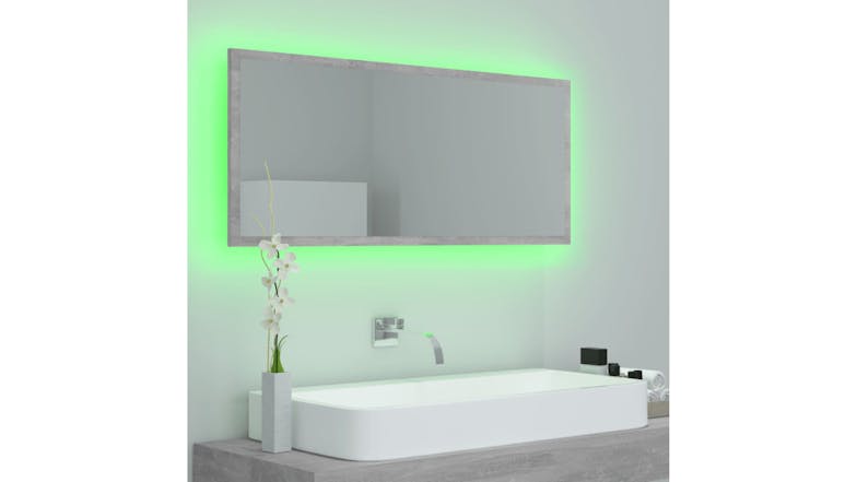 NNEVL LED Backlit Bathroom Mirror 100 x 8.5 x 37cm - Concrete Grey