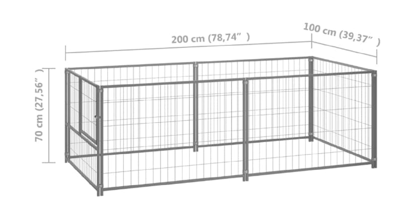 NNEVL Dog Cage Steel 200 x 100 x 70cm - Silver