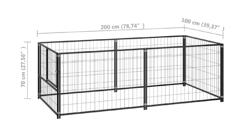 NNEVL Dog Cage Steel 200 x 100 x 70cm - Black