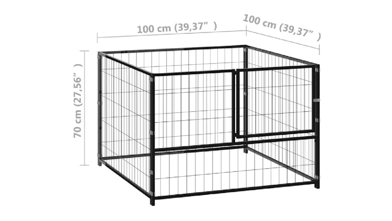 NNEVL Dog Cage Steel 100 x 100 x 70cm - Black