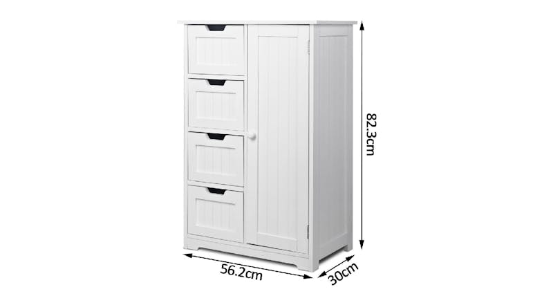 TSB Living 5 Compartment Storage Cabinet & Drawers - White