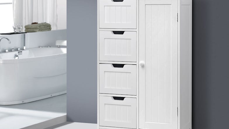 TSB Living 5 Compartment Storage Cabinet & Drawers - White