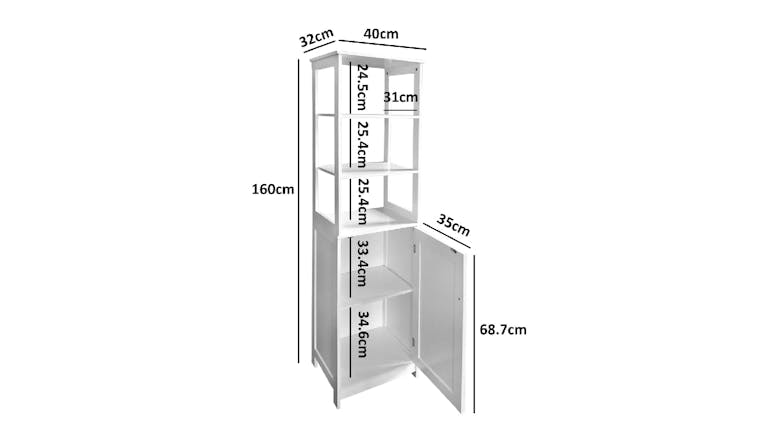 TSB Living Bathroom Cabinet & Shelf - White