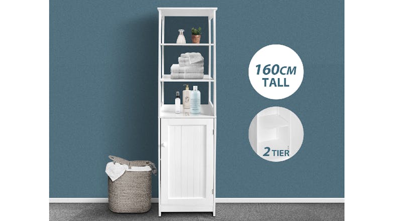 TSB Living Bathroom Cabinet & Shelf - White