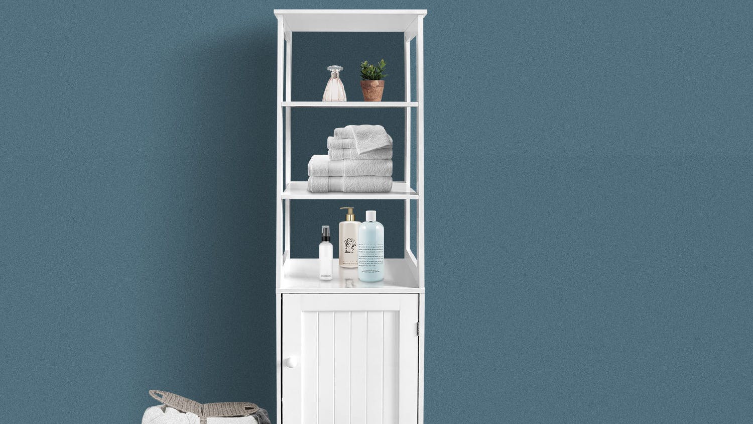 TSB Living Bathroom Cabinet & Shelf - White