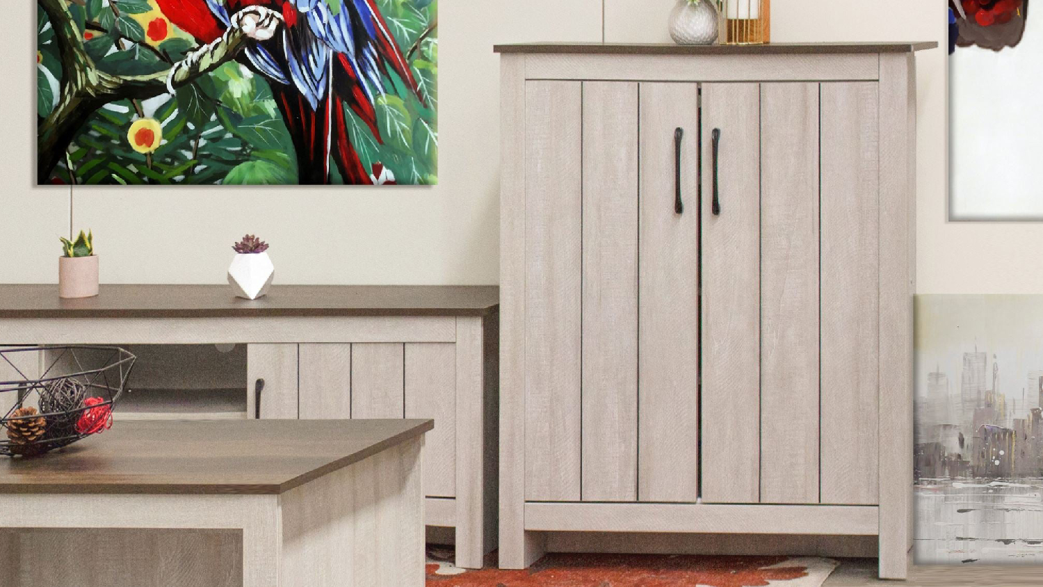 TSB Living Lennart Shoe Cabinet - Grey Oak