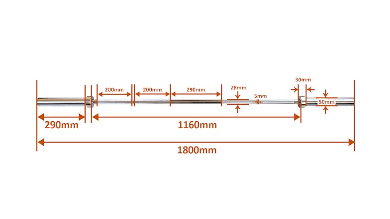 PROTRAIN Olympic Barbell Bar w/ Collars