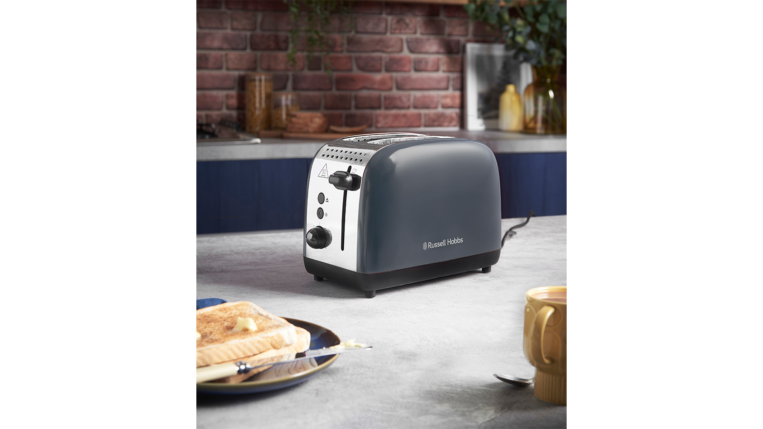 Russell Hobbs Colours Plus 2 Slice Toaster Grey Harvey Norman New