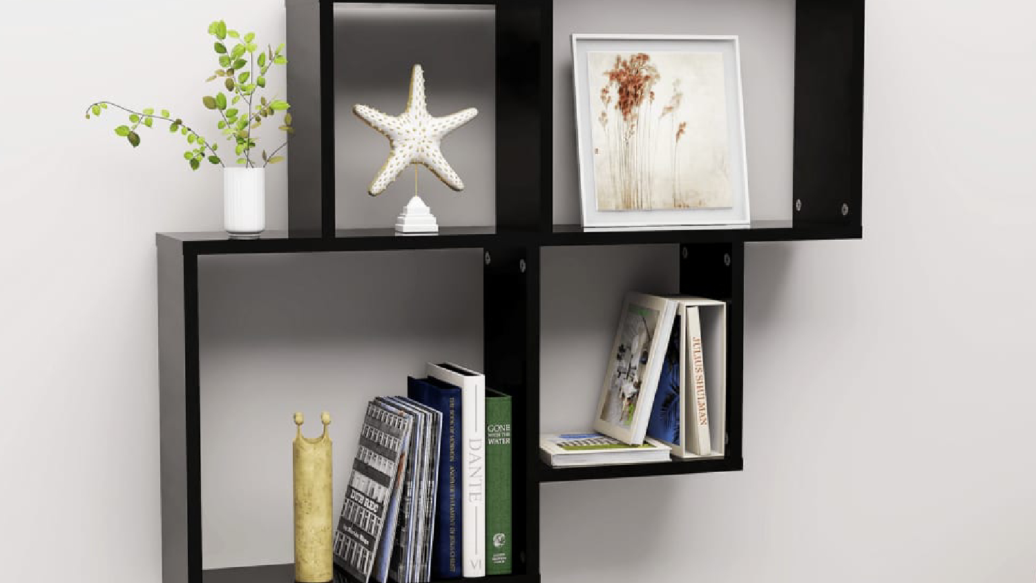 NNEVL Cube Wall Shelves 80 x 15 x 78.5cm - Gloss Black