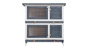 NNEVL Outdoor Rabbit Hutch 4 Door 90cm - Grey Wood