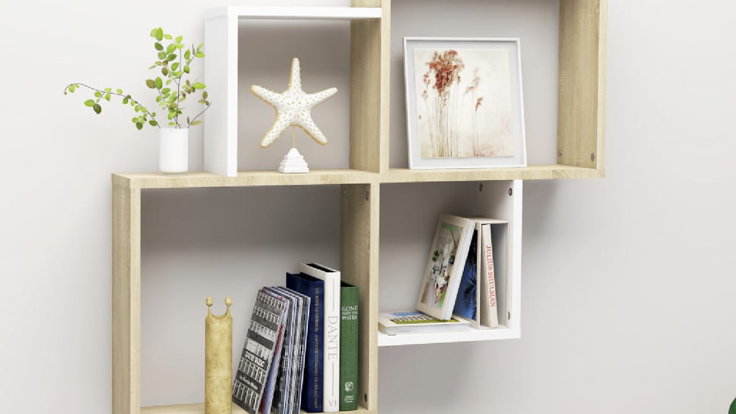 NNEVL Cube Wall Shelves 80 x 15 x 78.5cm - Sonoma Oak/White