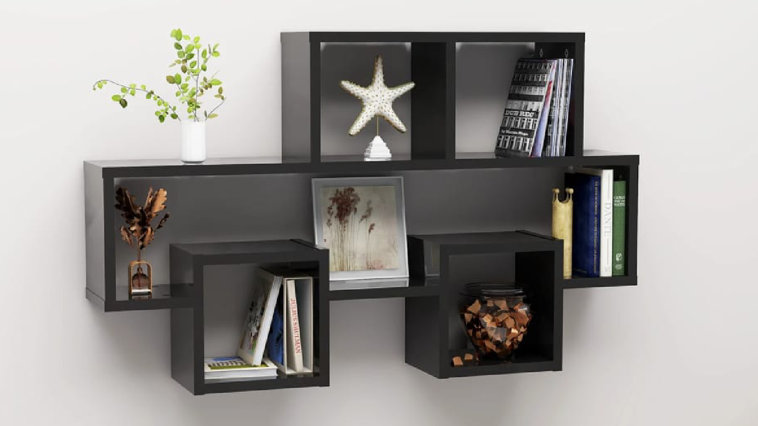 NNEVL Car-Shaped Wall Shelves 82 x 15 x 51cm - Gloss Black