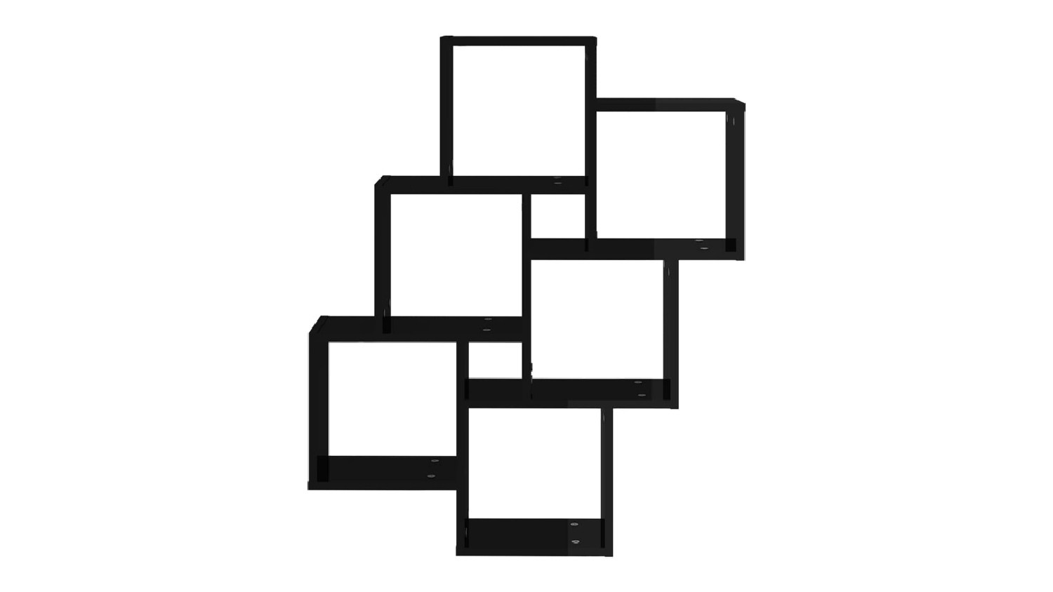 NNEVL 6 Display Cube Wall Shelves 78 x 15 x 93cm in a sleek gloss black finish