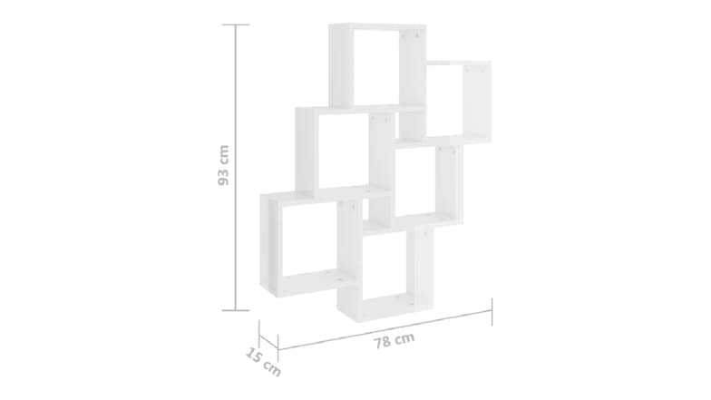 NNEVL Wall Shelves 6 Display Cube 78 x 15 x 93cm - Gloss White