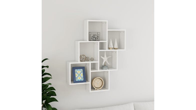 NNEVL Wall Shelves 6 Display Cube 78 x 15 x 93cm - Gloss White