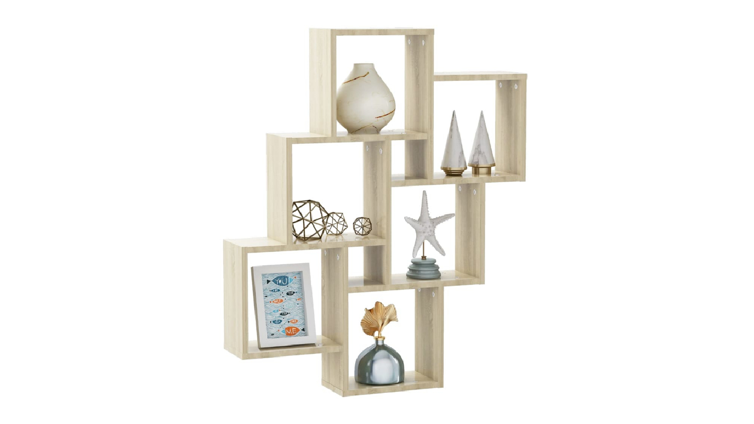 NNEVL 6 Display Cube Wall Shelves 78 x 15 x 93cm - Sonoma Oak