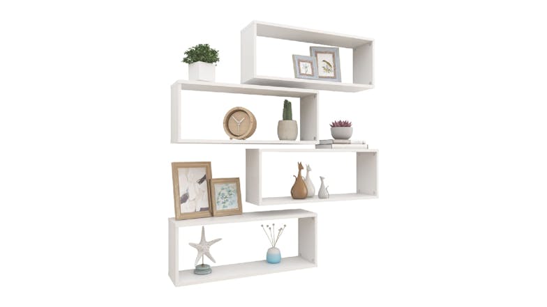 NNEVL Wall Shelves Floating Rectangle 4pcs. 60 x 15 x 33cm - White