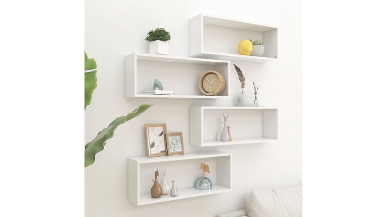 NNEVL Wall Shelves Floating Rectangle 4pcs. 60 x 15 x 33cm - White